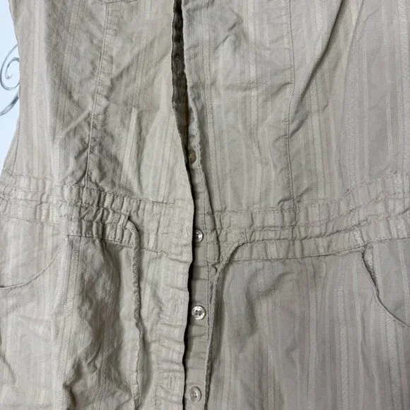 Bum equipment dress cargo beige tan button up waist tie cinch y2k retro - Picture 5 of 6